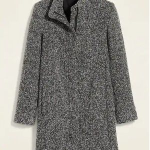 Oversized Textured Funnel-Neck Coat Medium Tall